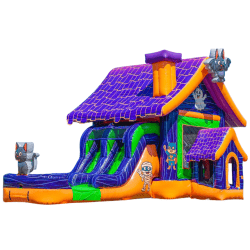 Spooky Halloween Bounce Castle dual lane slide